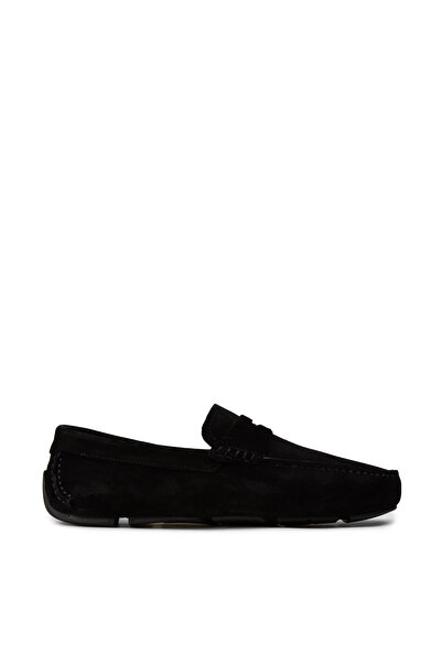 Deery Men's Genuine Suede Black Penny Loafer