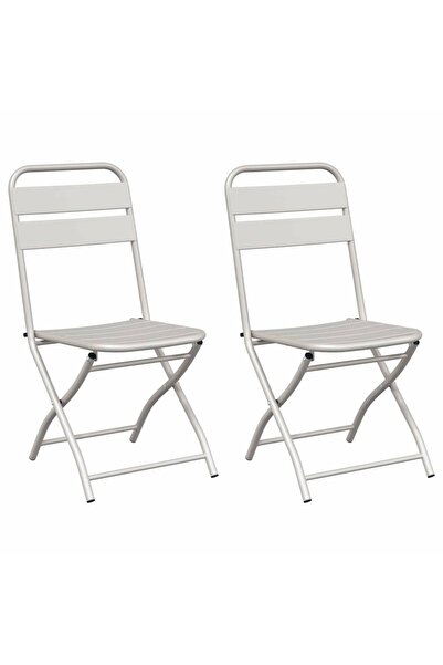 vidaxl Scaun pliabil pentru grădină 2 pcs Bej 42 x 52 x 82cm