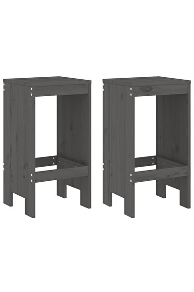 vidaxl Taburete de bar, 2 buc., gri, 40x36x75 cm, lemn masiv de pin