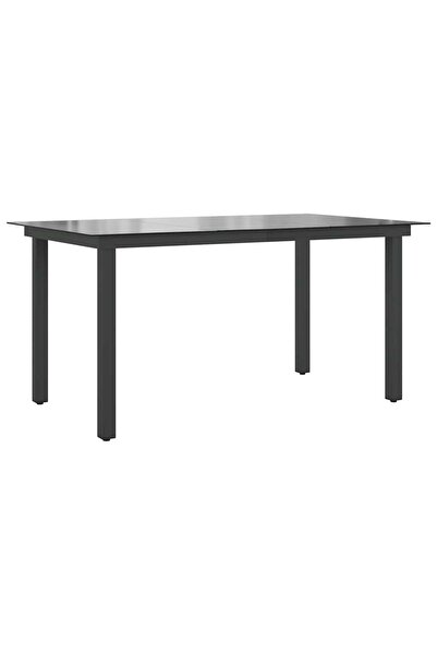 vidaxl Masă de grădină, negru, 150 x 90 x 74 cm, aluminiu și sticlă