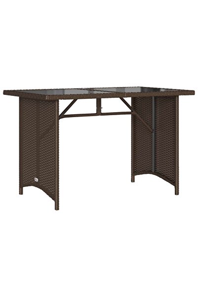 vidaxl Garden table with brown glass top 110x68x70 cm polyrattan