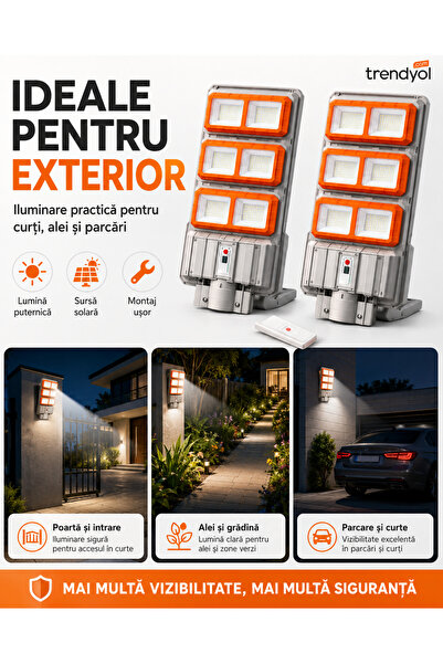 OEM Pachet 2x Lampi Solare Stradale PREMIUM LED 3000W (RO-V15) (ProLE-2XPROLED)