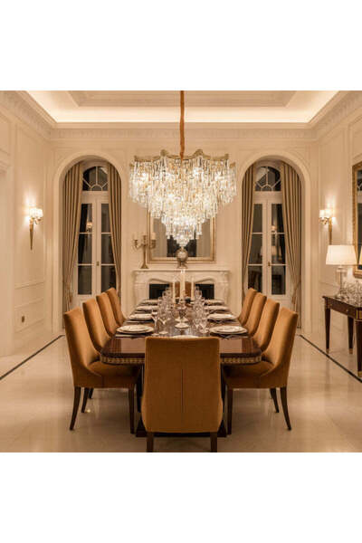 Alessandro DESIGN Candelabru Cristal VETRA Magno 10xE14, D60 cm, Auriu, Inalt...