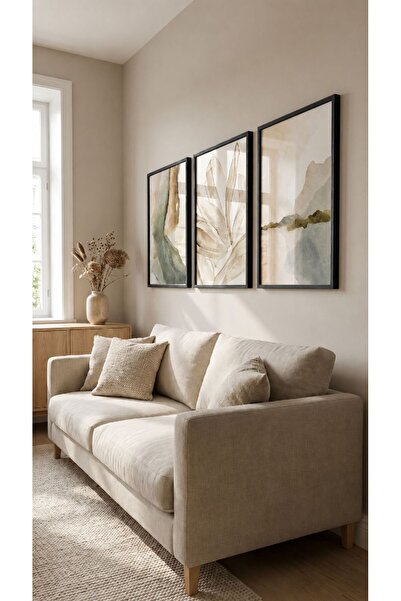 artera casa Beige Harmony 3’lü Çerçeveli Tablo Seti
