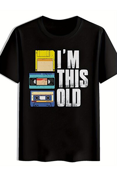 yiou trendy clothing تي شيرت رجالي بنمط مربعات بتصميم ريترو بطبعة "I'm Old"