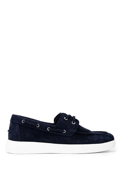 Tamer Tanca Women's Genuine Leather Navy Blue Suede Casual Shoes