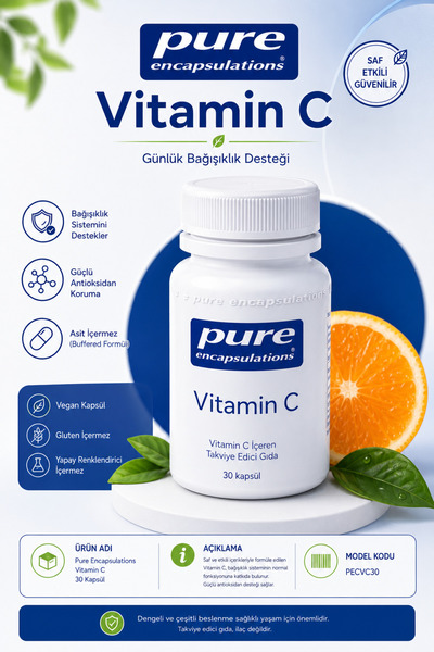 Pure Encapsulations Vitamin C 30 Kapsül