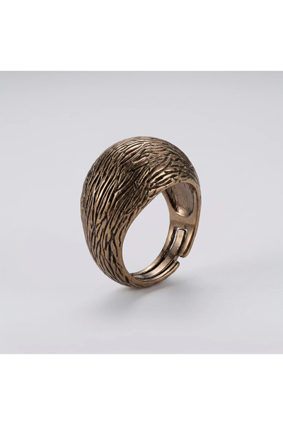 Dorvina Bronze Vintage Women's Ring Authentic Copper Jewelry Leather Look Topaz Model Large Adjustable