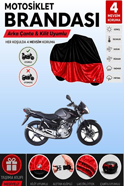 Cemku Double Black Top - Red Bottom, Rear Bag Compatible Yamaha Ybr 125 Motor...