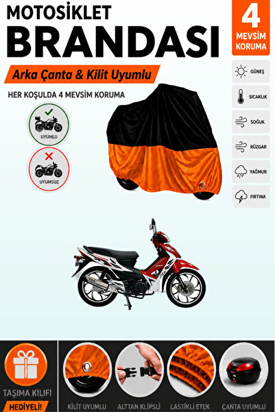 Cemku Double Black Top - Orange Bottom, Rear Bag Compatible Mondial 125 Sfs M...
