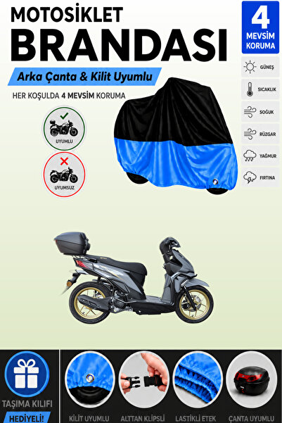 Cemku Double Black Top - Blue Bottom, Rear Bag Compatible Yuki Route 110 Moto...