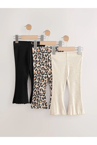Next Baby Set de 3 colanți din bumbac cu imprimeu leopard negru