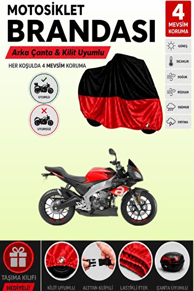 Cemku Double Black Top - Red Bottom, Rear Bag Compatible Aprilia Tuono 660 Mo...