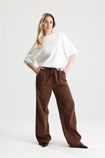 ROSE ARYA Coffee Dirty-Looking Cuffed Pants