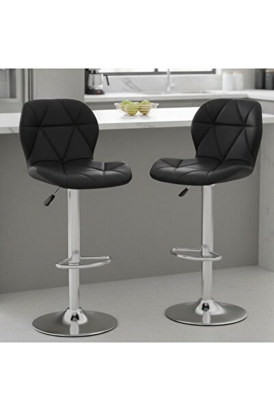 Kdhome Set 2xScaun Bar Inalt, Spatar Velvet 360 Rotativ Picior Metal, Piele E...