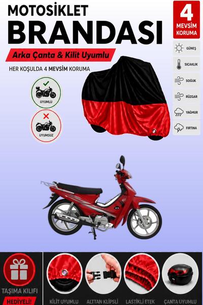 Cemku Double Black Top - Red Bottom, Rear Bag Compatible Mondial 100 Mfm Moto...