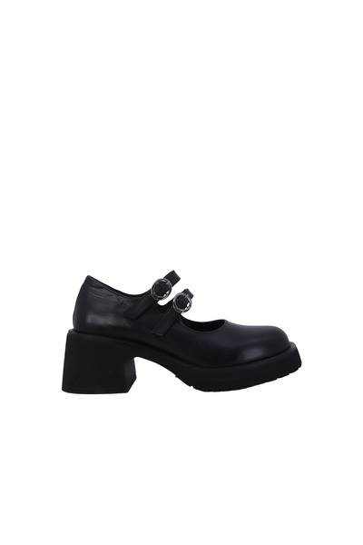 ALBİNİ Women's Genuine Leather Thick Heeled Shoes