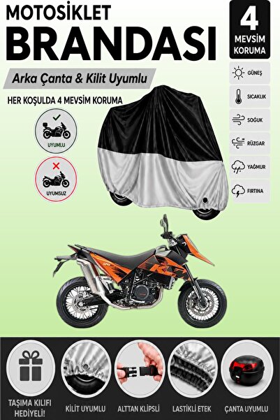 Cemku Double Black Top - Gray Bottom, Rear Bag Compatible Ktm 690 Supermoto M...