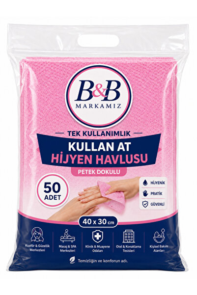 BB KOZMETİK Kullan At Pembe Renk Petek Dokulu Yumuşak Havlu 40x30 cm 50 li Paket