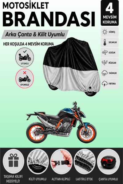 Cemku Double Black Top - Gray Bottom, Rear Bag Compatible Ktm 890 Duke R Moto...