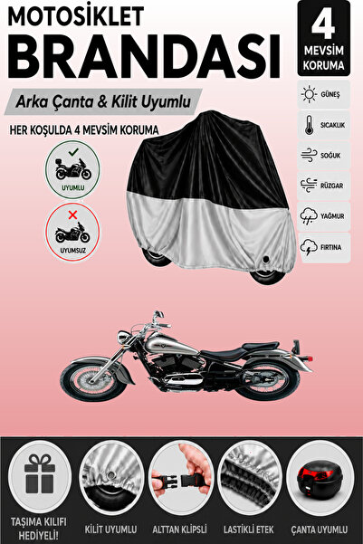 Cemku Double Black Top - Gray Bottom, Rear Bag Compatible Kawasaki Vn 800 Cla...