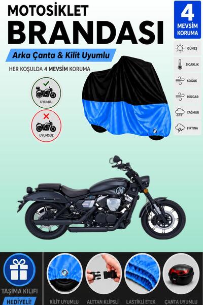 Cemku Double Black Top - Blue Bottom, Rear Bag Compatible Mondial 250 Nevada ...