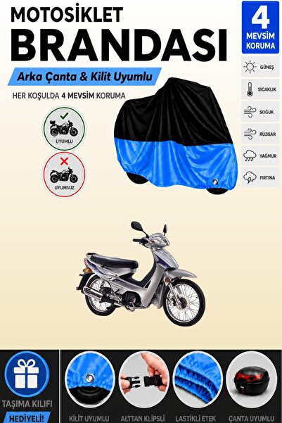Cemku Double Black Top - Blue Bottom, Rear Bag Compatible Kymco Aktiv 125 Mot...