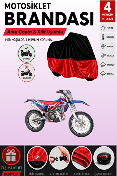 Cemku Double Black Top - Red Bottom, Rear Bag Compatible Beta Rr 2t Enduro 25...