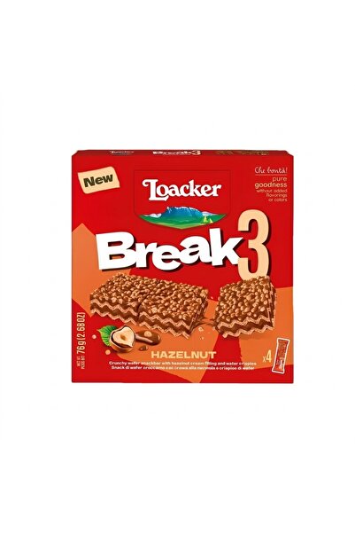 Loacker Break3 Wafer with Hazelnut Cream Filling 76g