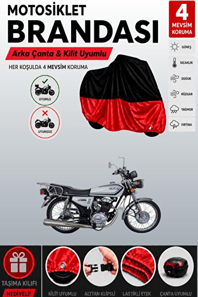 Cemku Double Black Top - Red Bottom, Rear Bag Compatible Kuba Cheetah 150R Mo...