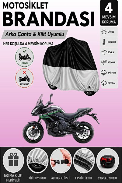 Cemku Double Black Top - Gray Bottom, Rear Bag Compatible Kawasaki Versys 100...