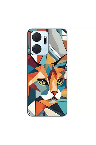 OEM Case compatible with Honor X7a Silicone Gel Tpu Cubic Cat Art Pattern