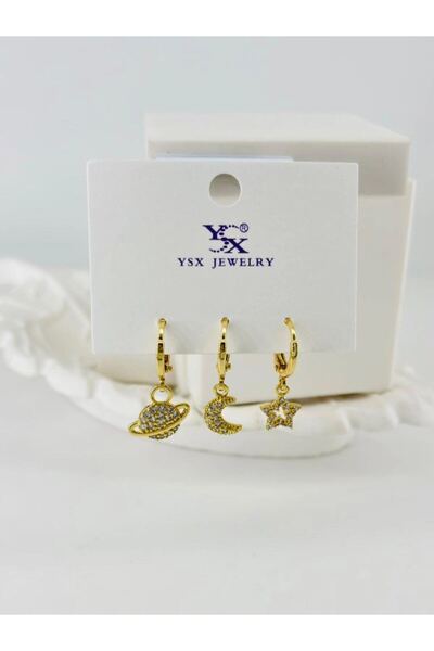 atastore2017 Zircon Stone Triple Combination Earrings