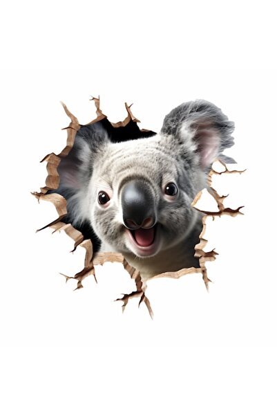 OEM Sticker decorativ perete 3D Koala, autocolant textil premium repozitionab...