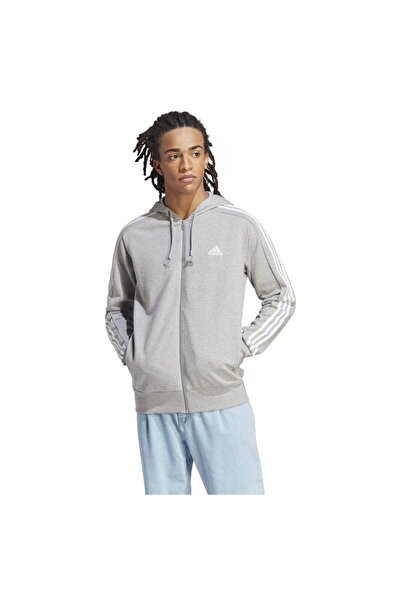 adidas Hanorac cu fermoar integral pentru bărbați, French Terry, cu 3 dungi, XL