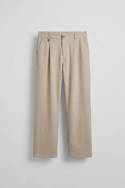 ablukaonline Men's Relaxed Fit Linen Look Trousers Beige
