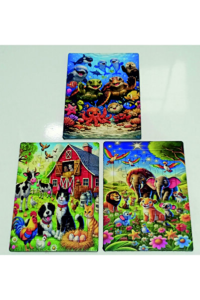 13X18 40 Parçalı Hayvanlar Alemi Eğitici Puzzle Seti