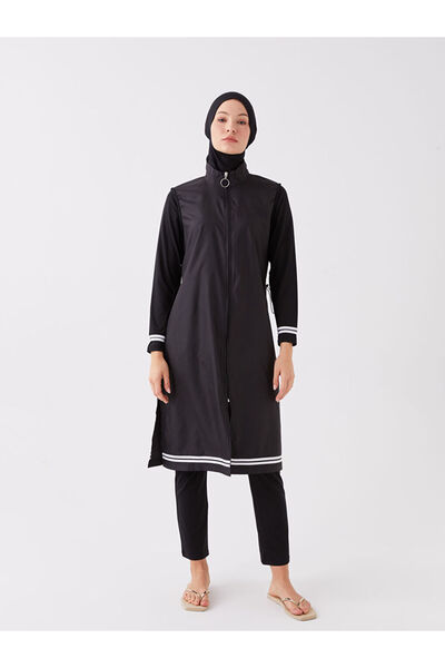 LC Waikiki Black High Neck Plain Long Sleeve Women's Hijab Swimsuit Set from ...