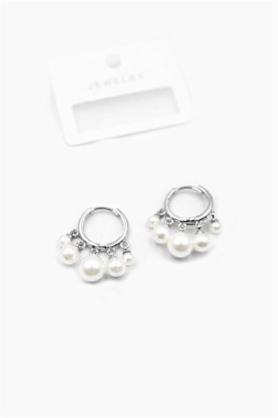 atastore2017 Pearl Dangle Shakira Earrings - Silver
