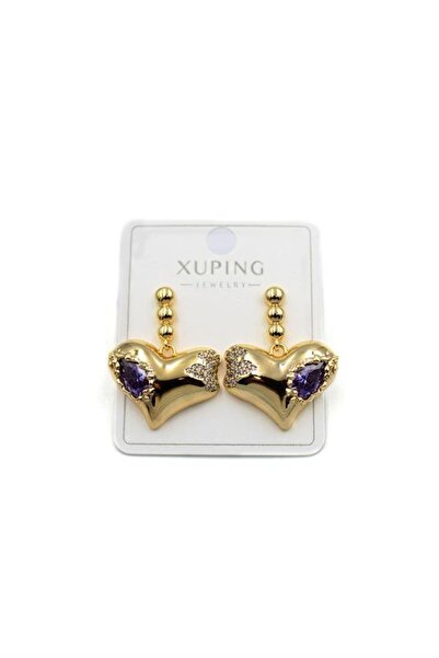 atastore2017 Heart Earrings with Stones - Gold