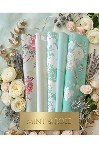 hobidaşım Mint & Rose Çiçek Ambalaj Kağıdı Seti - Vintage Desenli Lüks Buket ...