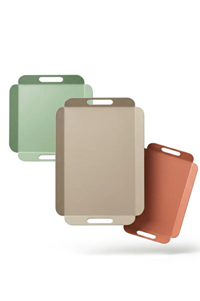 hemlife Metal Presentation Tray Set, Soft Colors, Modern Tea and Coffee Prese...
