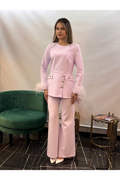 White Corner 3279 طقم مزين بالريش