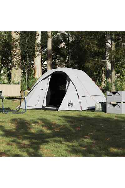 vidaxl Cabina cort camping 4 persoane alb, È›esatura opaca, impermeabil