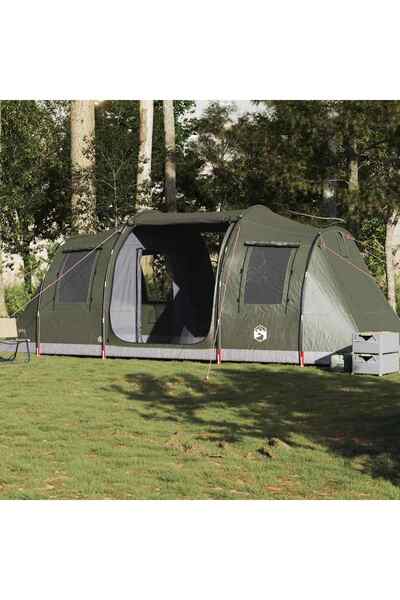 vidaxl Cort camping tunel pentru 4 persoane verde masliniu impermeabil