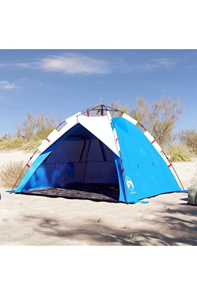 vidaxl Cort camping 3 persoane albastru azur impermeabil setare rapida