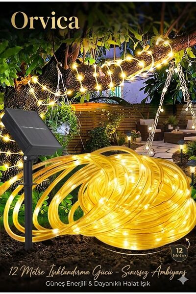 ORVİCA Solar Güneş Enerjili 12 Metre Hortum Kaplamalı Gün Işığı Led Işığı Bah...