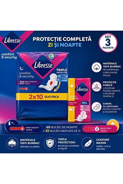 Libresse Maxi Night & Day Set – 90 Pads with Wings | 60 Night + 30 Day Free |...