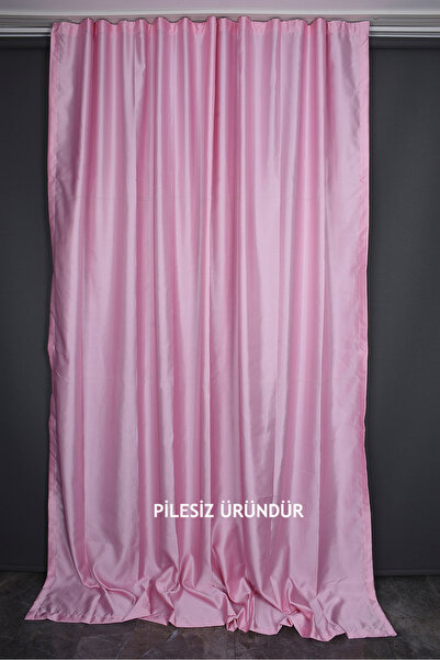 AKÇA TEKSTİL Saten Fonluk Pi̇lesi̇ze Pink Color Single Wing Background Curtai...