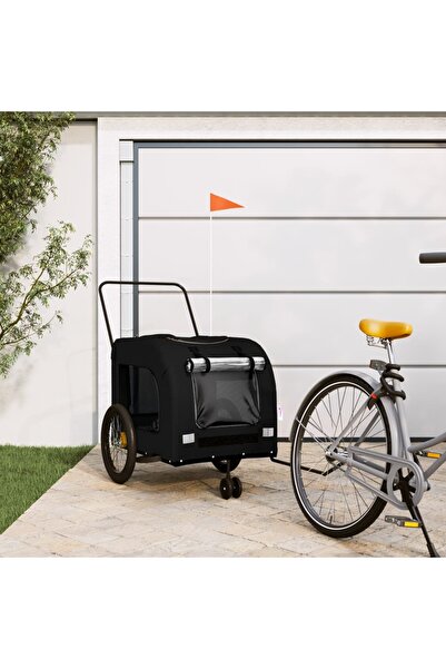 vidaxl Remorcă bicicletă animale companie, negru, textil oxford/fier